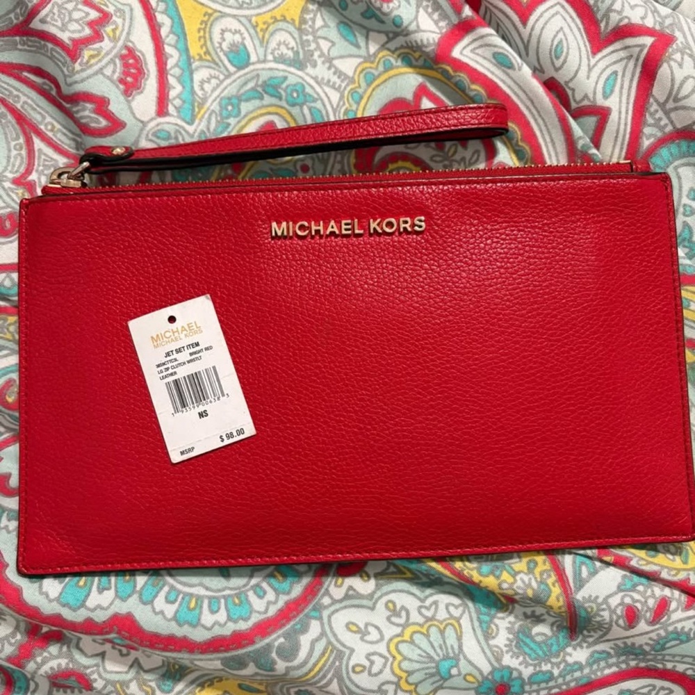 Michael Kors Red Wristlet Clutch